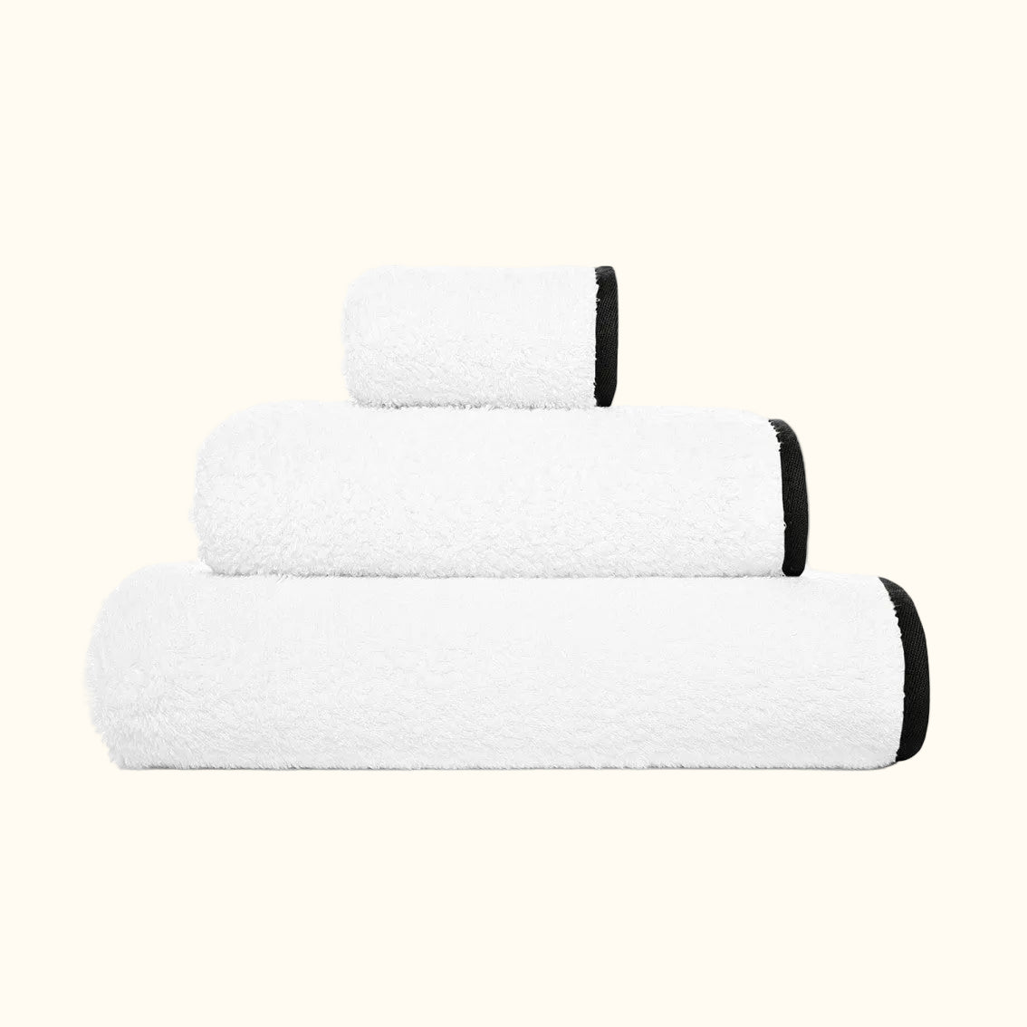 White Egyptian Cotton Towel with Black piping ( 95 x 150 cm )
