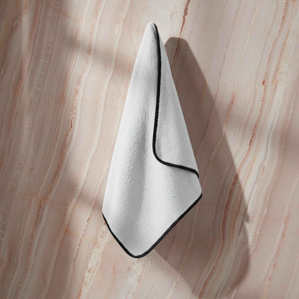 White Egyptian Cotton Towel with Black piping ( 95 x 150 cm )