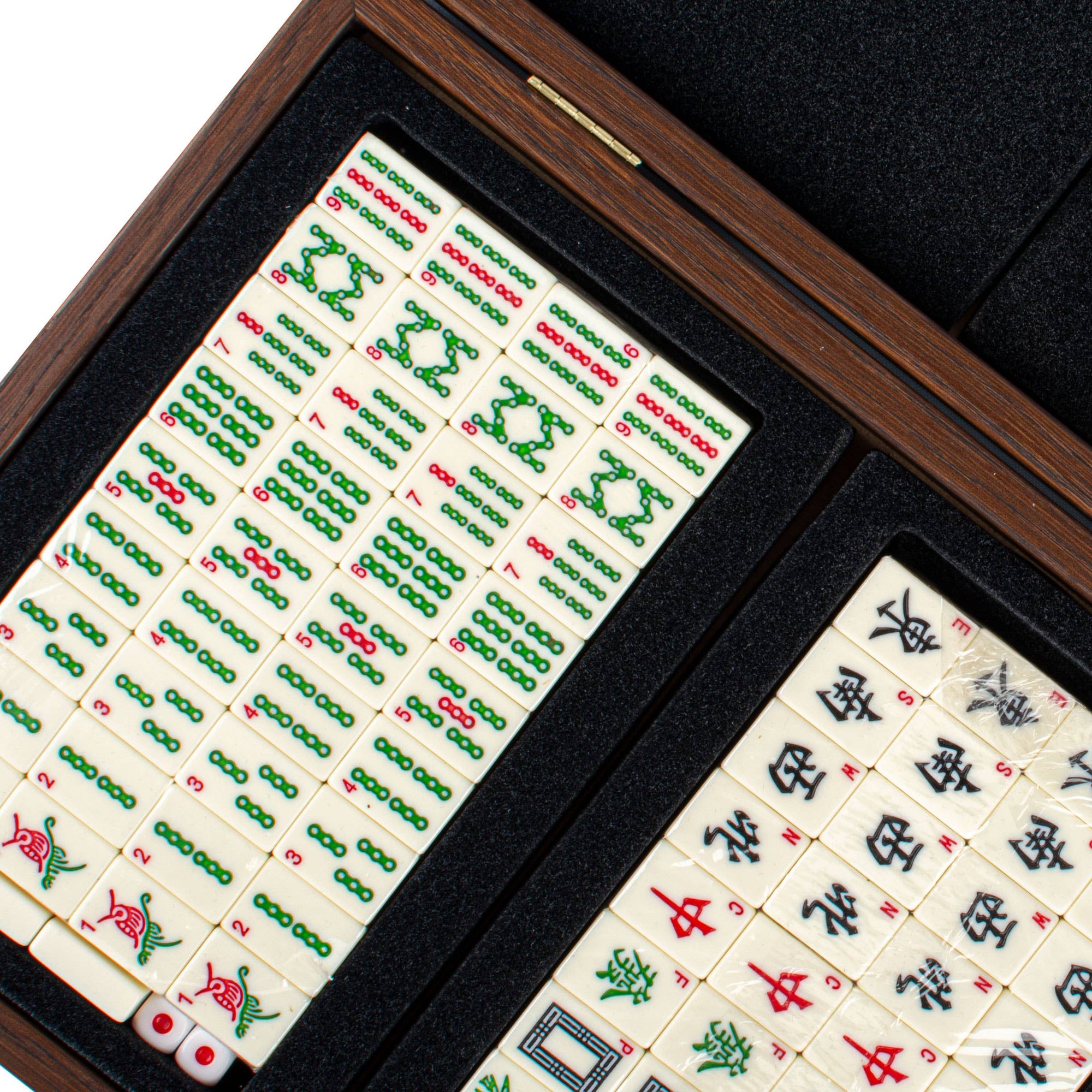 Premium Mahjong Tiles Set in Knitted Leather Wooden Case: Medium (31 x 24cm)