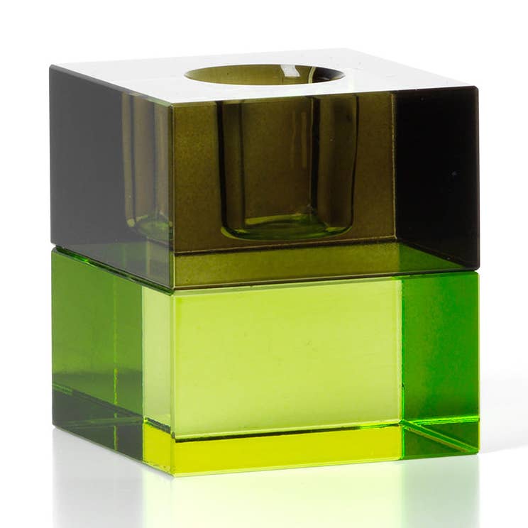 Green Glass Candle Holder