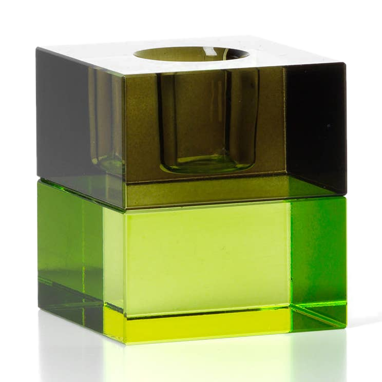Green Glass Candle Holder