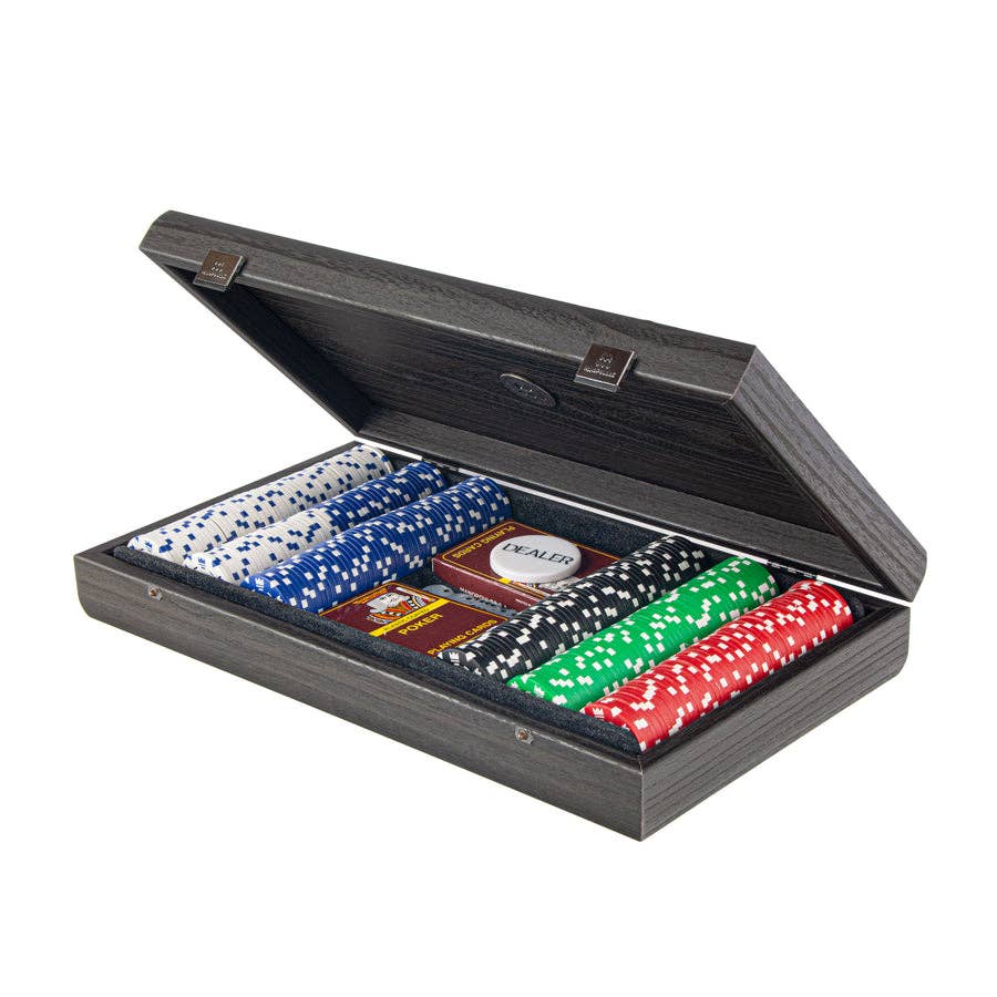 Poker Set in Wooden Case with Leatherette Top