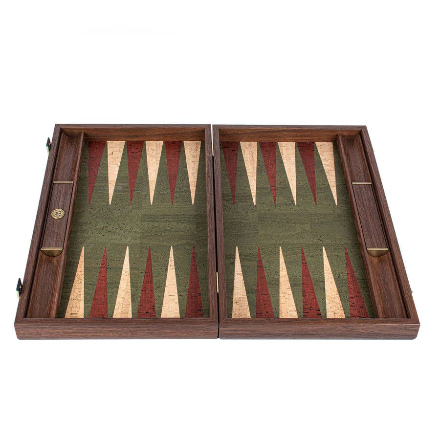 Handcrafted Cork Backgammon Set w Oak Checkers