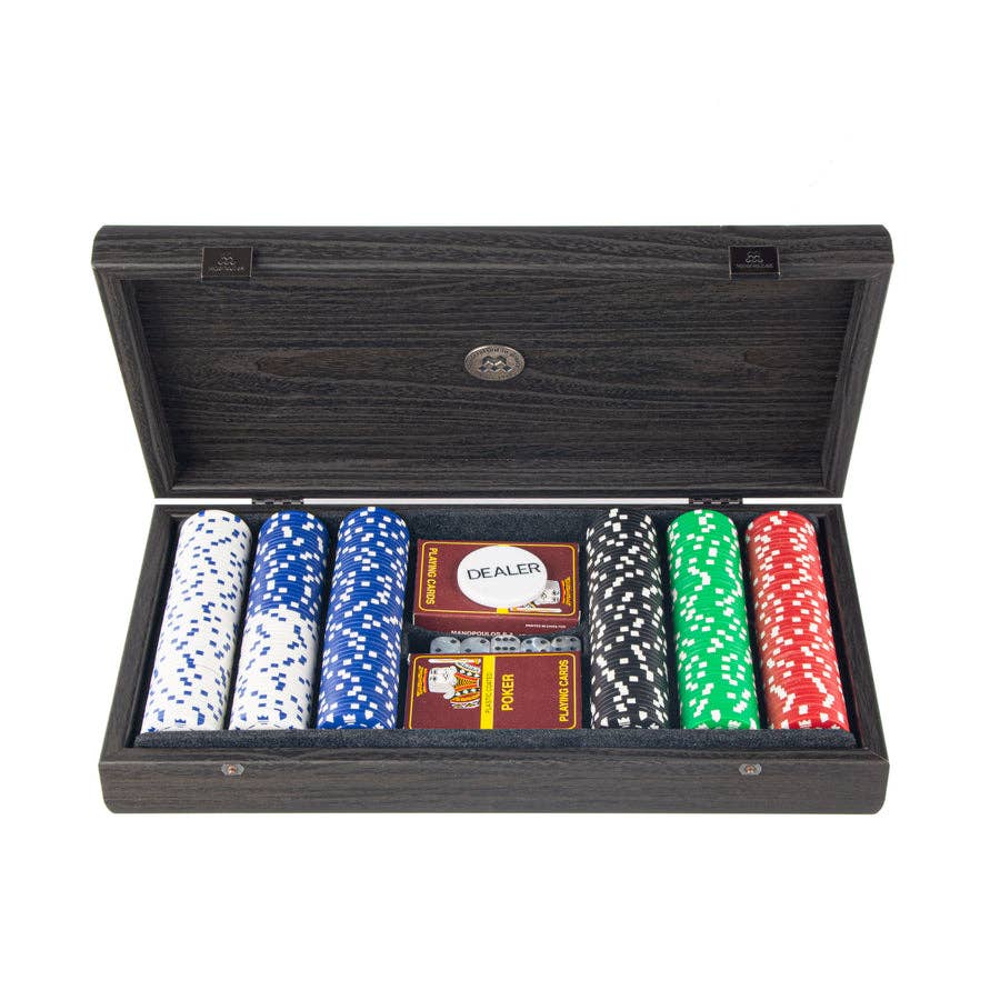 Luxury Poker Set in Wooden Case with Leatherette Top: Large (39 x 22cm)