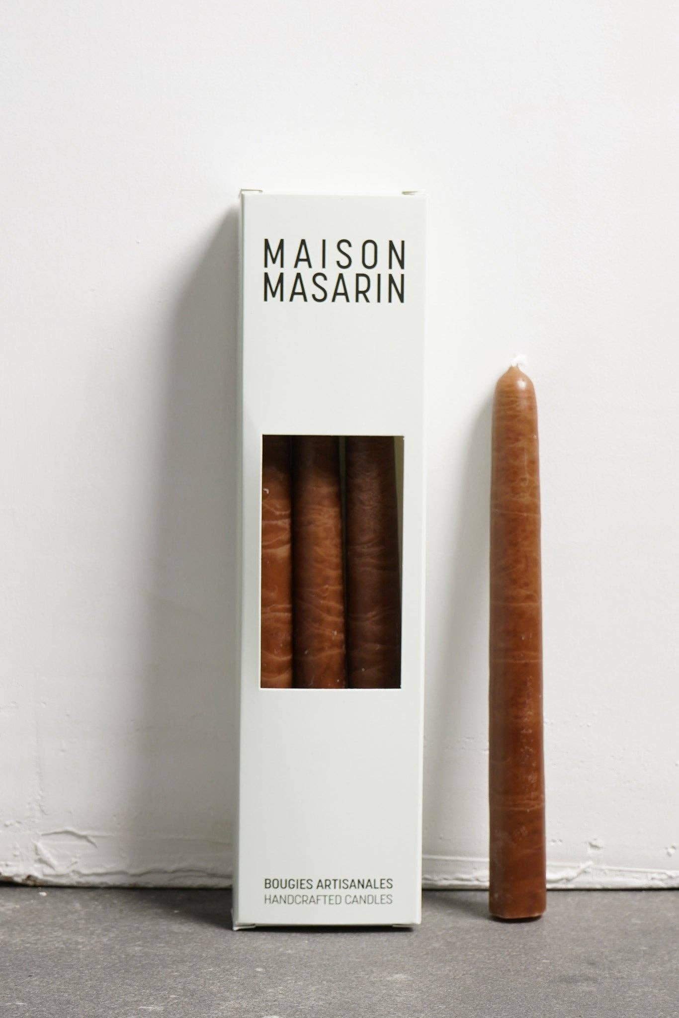 Handcrafted french stick candles - pack of 3: Brown / 20 cm
